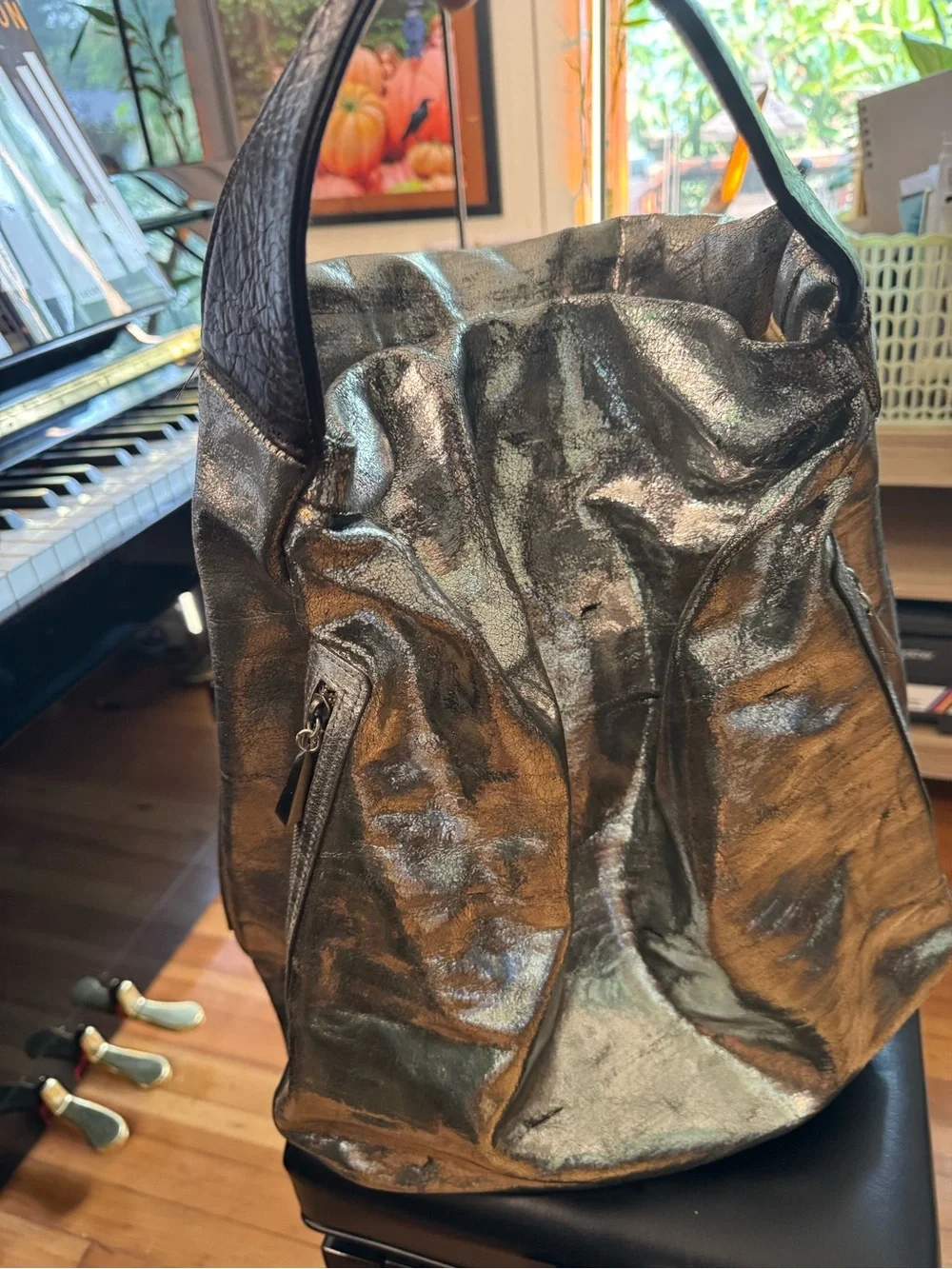 Metallic Silver Women’s Sling Bag